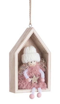 Christmas tree hanging ornament pink angel house