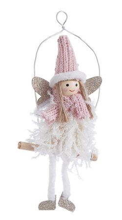 Christmas tree ornament pink angel doll
