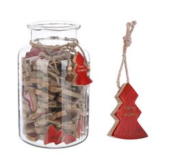 Christmas Tree Ornament Wood Red Tree Bizzotto