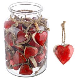 Christmas tree hanging ornament wood red heart