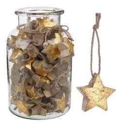 Julgranshängsmycke trä stjärna guld