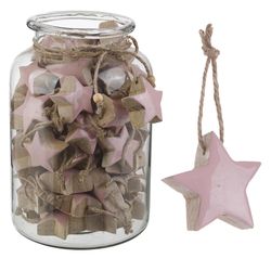 Christmas tree hanging ornament wood pink star