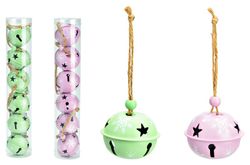 Hängande klocka Jul Grön och Rosa Set 6 st G Wurm