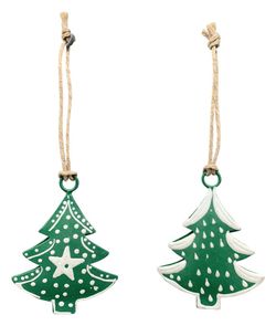 Christmas Ornament Wooden Tree Green Exner