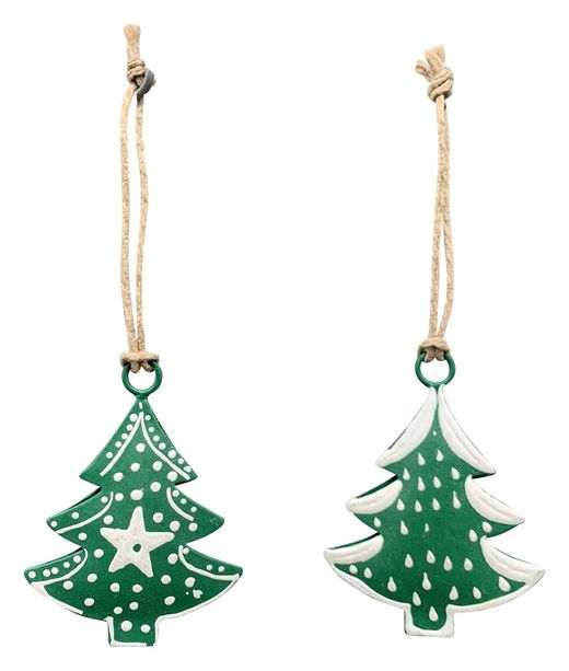 Christmas Ornament Wooden Tree Green Exner