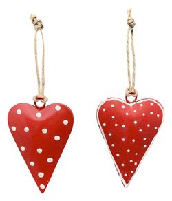 Christmas Ornament Wooden Heart Red Exner