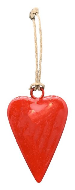Christmas Ornament Wooden Heart Red Exner