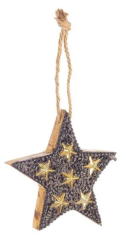 Colgante Navidad Madera Estrella Negra