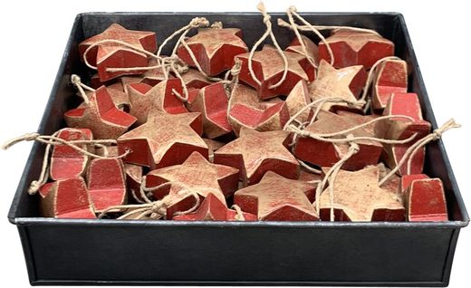 Christmas Ornament Wooden Star Red Exner