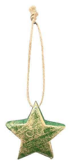 Christmas Ornament Wooden Star Green Exner