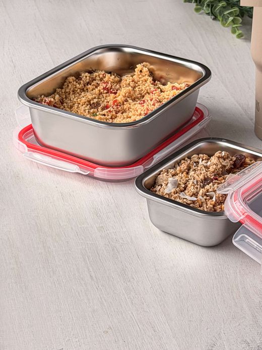 Contenedor redondo acero inoxidable 1600 ml apto microondas y air fryer Iris