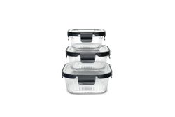 Contenedor Vidrio Cuadrado 320 Ml Tapa Acero Inox Microondas Iris