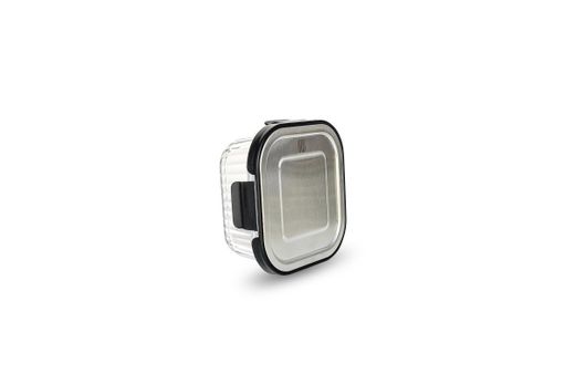 Contenedor Vidrio Cuadrado 320 Ml Tapa Acero Inox Microondas Iris