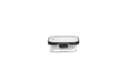 Contenedor Vidrio Rectangular 370 Ml Tapa Acero Inox Microondas Iris