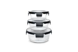 Contenedor Vidrio Redondo 400 Ml Tapa Acero Inox Microondas Iris