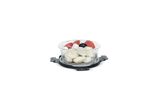Contenedor Vidrio Redondo 950 Ml Tapa Acero Inox Microondas Iris