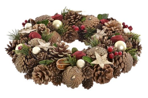 Corona de piñas centro mesa navidad