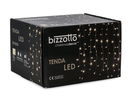 Cortina de Luces 200 LED Blanco Frío 2 x 1 m Navidad Bizzotto