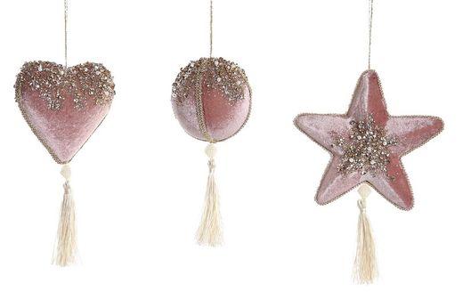 Christmas Tree Hanging Decoration Star Heart Ball Pink 15x15x30