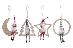 Decoración Colgante Arbol Navidad Madera Gnomo