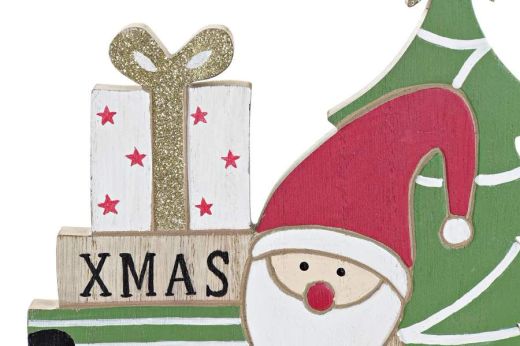 Decoración de MDF 22 x 2 x 23,5 Papá Noel PURPURINA Verde
