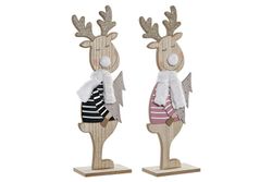 Wooden reindeer Christmas decoration 43 cm