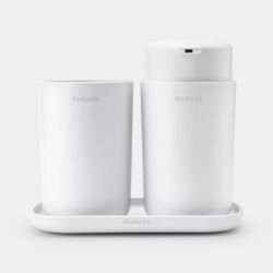 Dispensador jabón + jabonera/bandeja + portacepillos Blanco Brabantia