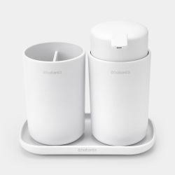 Dispensador jabón + jabonera/bandeja + portacepillos Blanco Brabantia