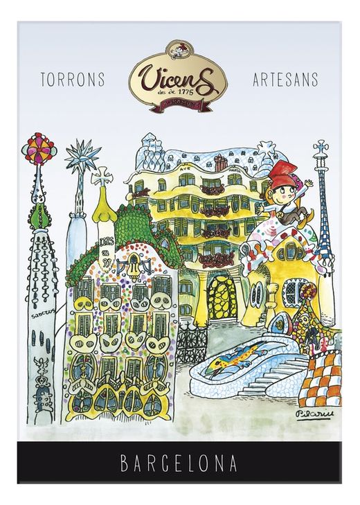 Vicens Barcelona Monuments Nougat presentförpackning 4 x 80 grs hård mjuk äggula Guirlache 320g