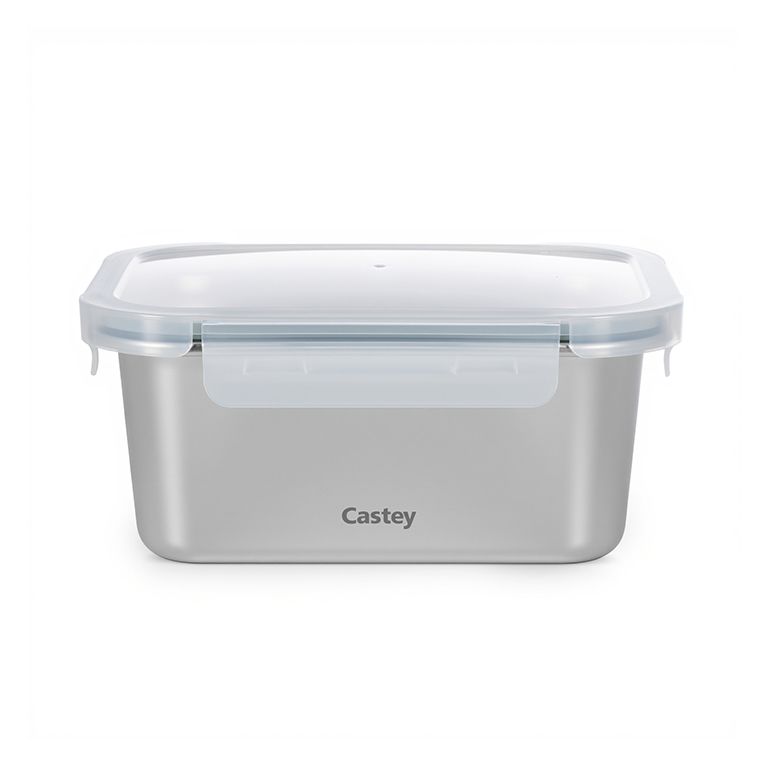 Fiambrera Acero Inox apto Microondas Hermético Castey Rectang 1600 ml
