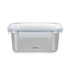 Fiambrera Acero Inox apto Microondas Hermético Castey Rectang 1600 ml