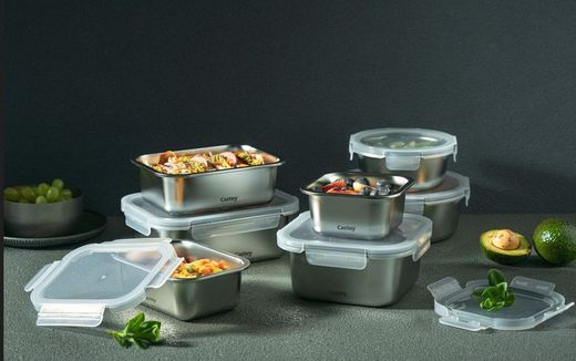 Fiambrera Acero Microondas Hermético Castey Rectang 1780 ml