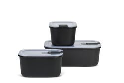 Fiambrera Contenedor Hermético Set 3 pzas 2x450 1x1000 Negro Nórdico Easyclip Mepal