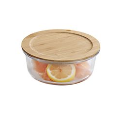 Fiambrera Tapa Bambu Redonda 330 cl Apto Horno Kesper