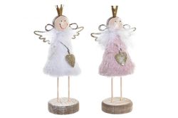 Figur Engel Juletid Rosa og Hvid
