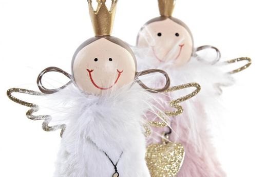 Figura Angel Navidad Rosa y Blanco