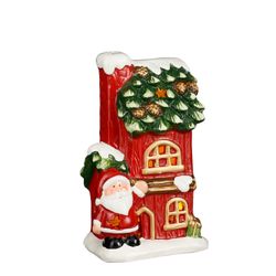 Figura Casa Papá Noel Rojo LED a Pilas 12 x 9,5 x 21 cm Edelmann