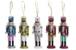 Wooden nutcracker figure for hanging on christmas tree 15 cm