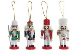 Wooden nutcracker figure to hang on Christmas tree 10 cm