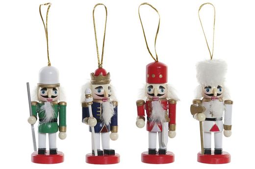 Wooden nutcracker figure to hang on Christmas tree 10 cm
