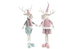 Julfigur, ren, grön rosa, jättestor