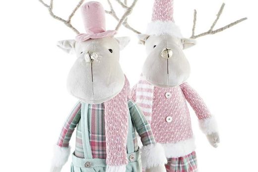 Julfigur, ren, grön rosa, jättestor
