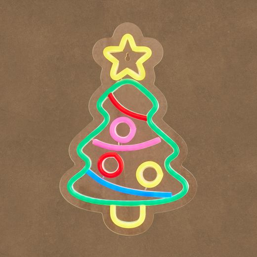 Figura de Neón LED Navidad Árbol Multicolor 125 LED Adaptador y Temporizador 19 x 29,5 cm Edelmann