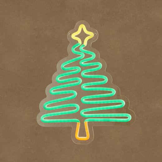 Figura de Neón LED Navidad Árbol Multicolor 230 LED Adaptador y Temporizador 26,5 x 33 cm Edelmann