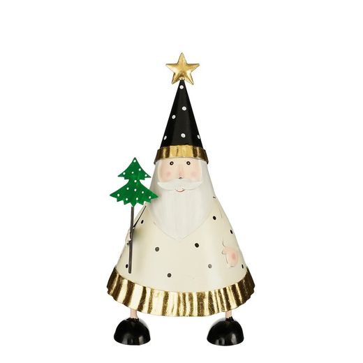 Christmas Decoration Figure Santa Claus White Large Metallic Edelmann