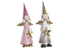 Metalfigur jule havfrue guld rosa hvid