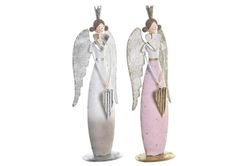 Metal Christmas Fairy Figure Gold Pink White