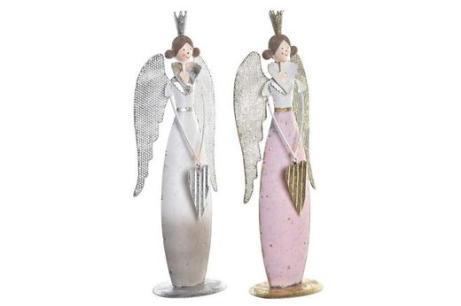 Metalen fee-figuur Kerst, goud, roze, wit