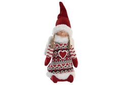 Christmas Snowman Figure with Red Heart 13x10x33