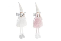 Large Pink and White Christmas Fairies Figure